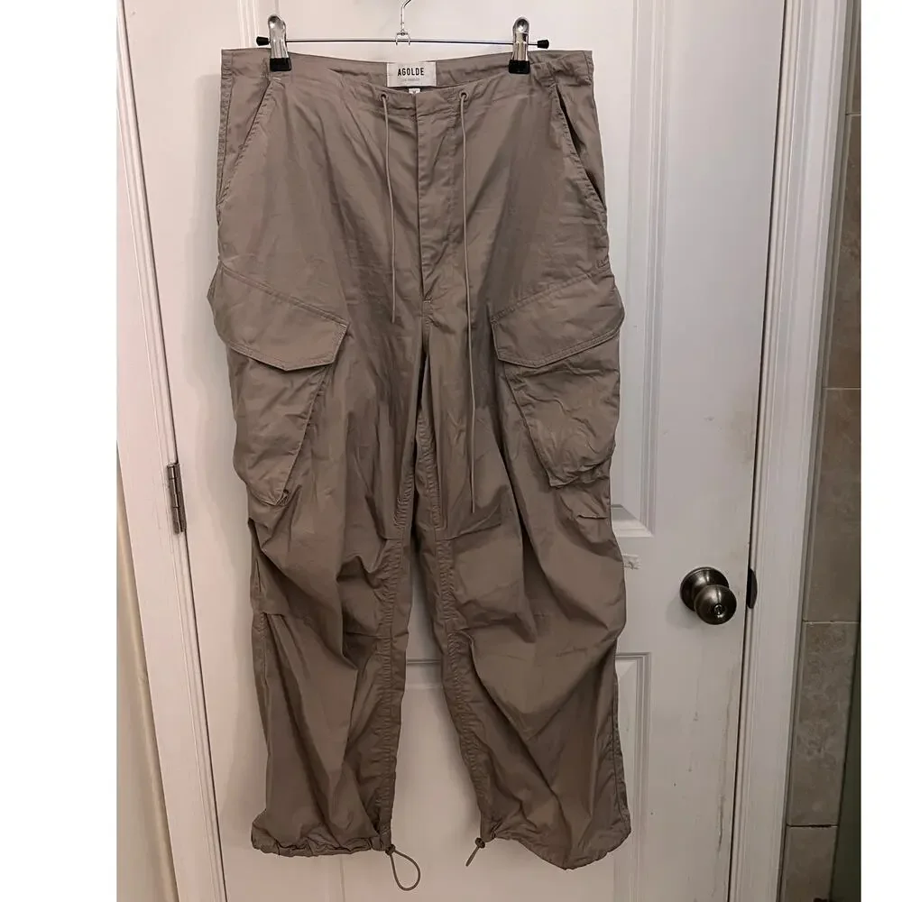 AGOLDE Ginerva cotton cargo Parachute pants M Beige gorpcore Military Y2K 90's